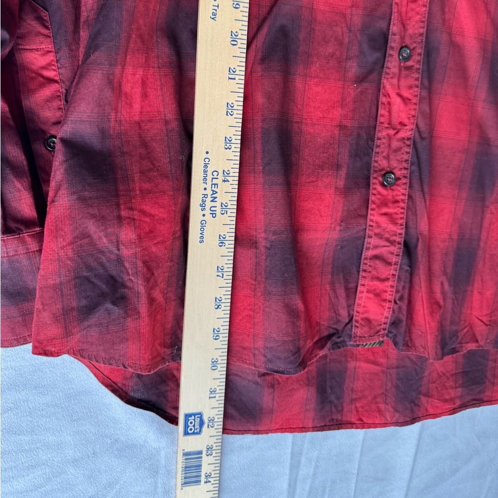 Billy Reid Huckberry Men Button Down Red Plaid Long sleeve XL cotton relaxed - Picture 8 of 9